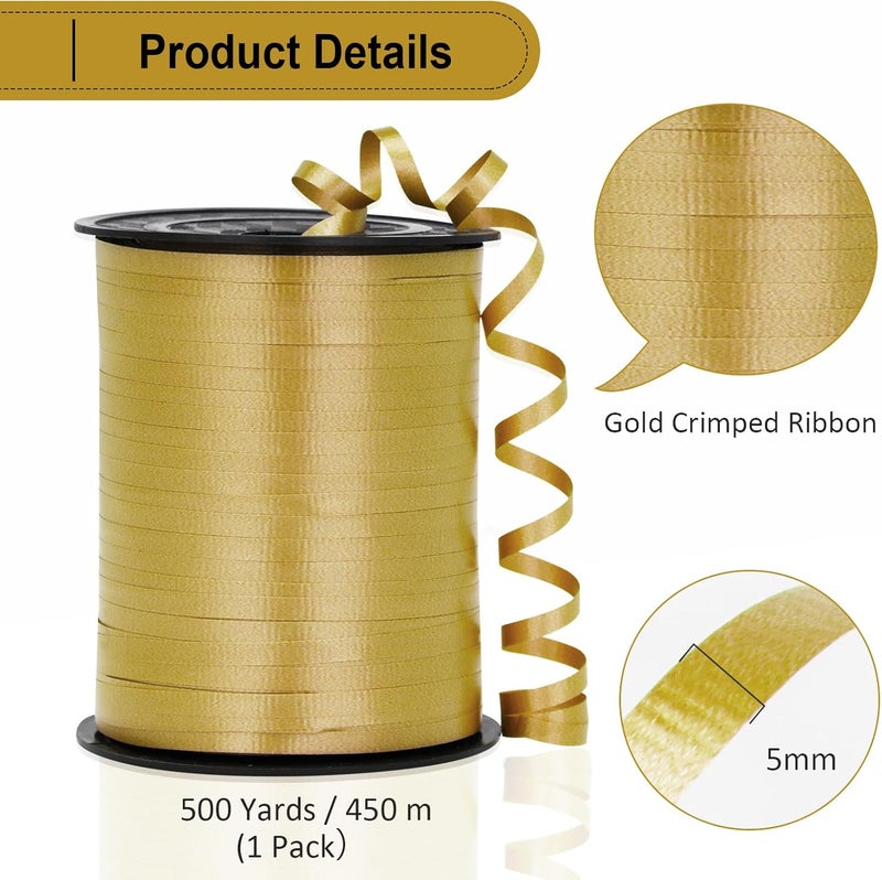 OMISELIO Gold Ribbon - 500 Yard Crimped Curly Gold Ribbon for Gift Wrapping, Balloons, Parties - Image 5